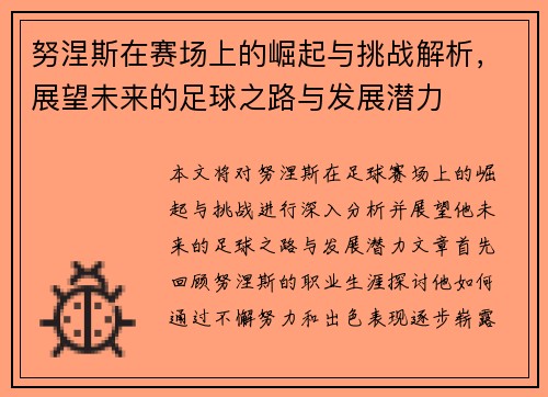 努涅斯在赛场上的崛起与挑战解析，展望未来的足球之路与发展潜力